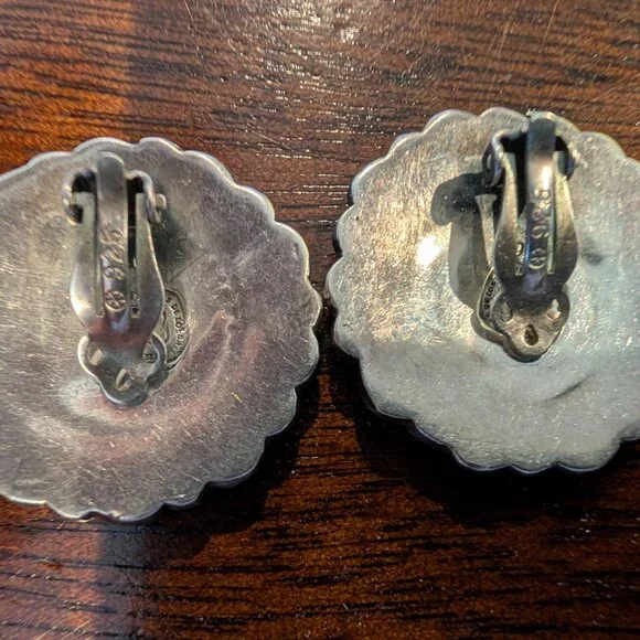 Vintage Taxco 925 Sterling Silver Clip-On Earrings – Signed Talleres de los Ball - Picture 10 of 11